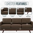 Chester Modern Faux Leather Sofa in Taupe Leather