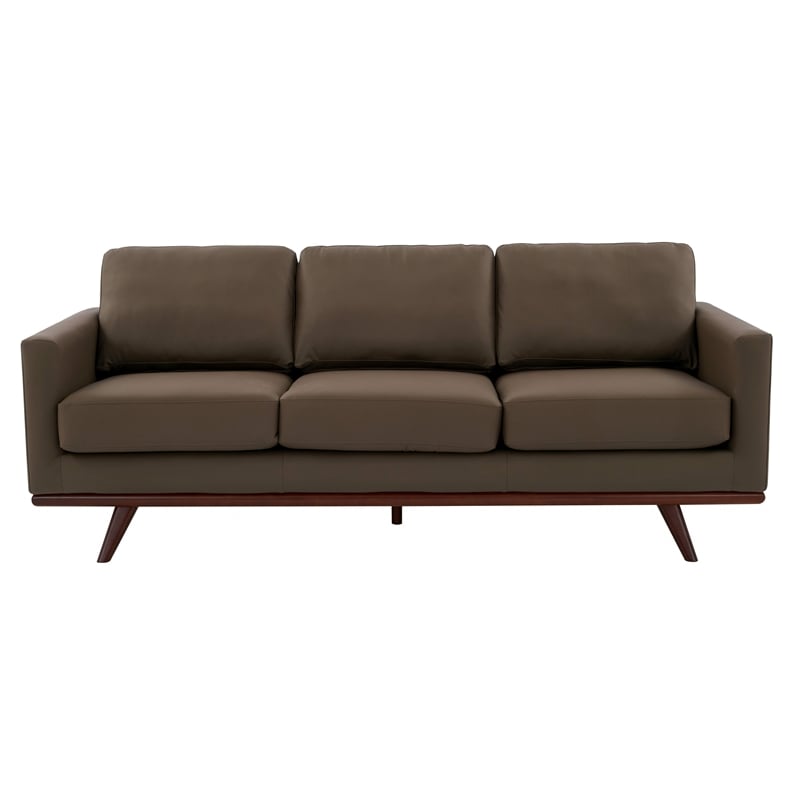 Chester Modern Faux Leather Sofa in Taupe Leather