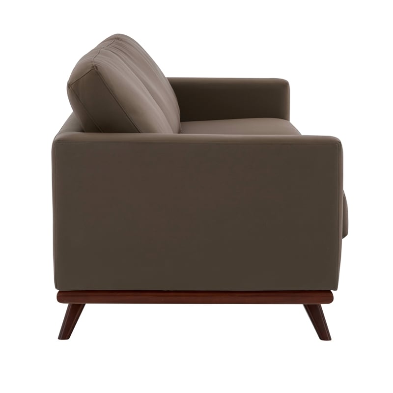 Chester Modern Faux Leather Sofa in Taupe Leather
