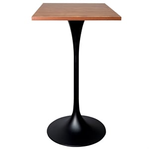 43&quot Square Bar Height Table with MDF Top and Steel Base in Cognac Brown