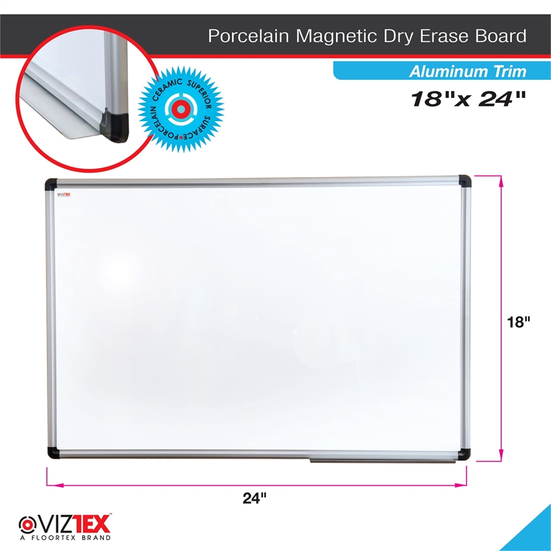 Viztex Porcelain Magnetic Dry Erase Board with Aluminium Frame Size 24 x 18