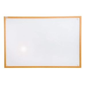 Viztex Lacquered Steel Magnetic Dry Erase Board Oak Effect Surround Size 24 x 18