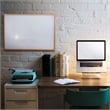 Viztex Lacquered Steel Magnetic Dry Erase Board Oak Effect Surround Size 24 x 18