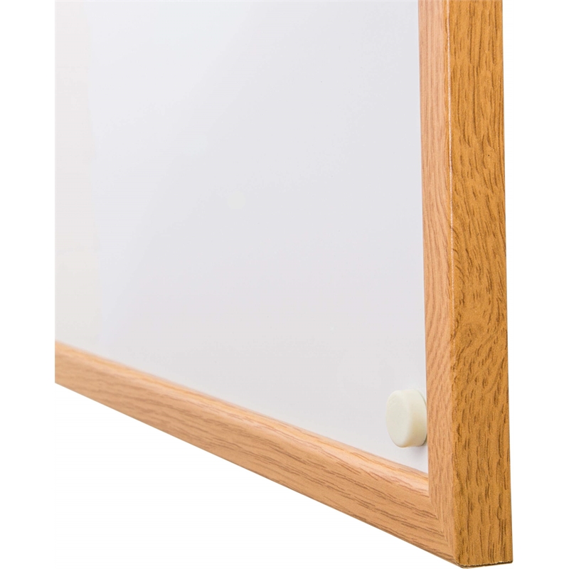 Viztex Lacquered Steel Magnetic Dry Erase Board Oak Effect Surround Size 24 x 18