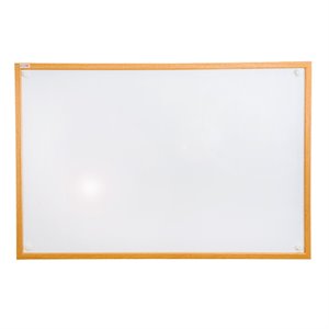 Viztex Lacquered Steel Magnetic Dry Erase Board Oak Effect Surround Size 24 x 18