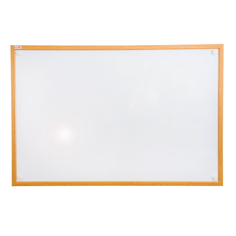 Viztex Lacquered Steel Magnetic Dry Erase Board Oak Effect Surround Size 36 x 24