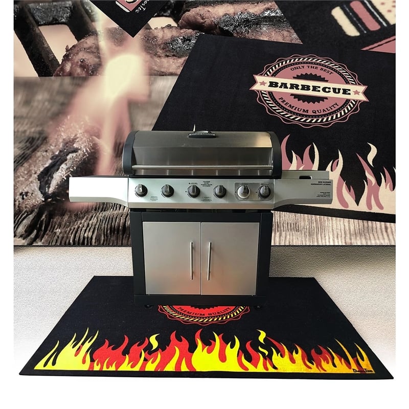 Doortex Fire Retardant BBQ Mat Flame Design Size 39 x 48