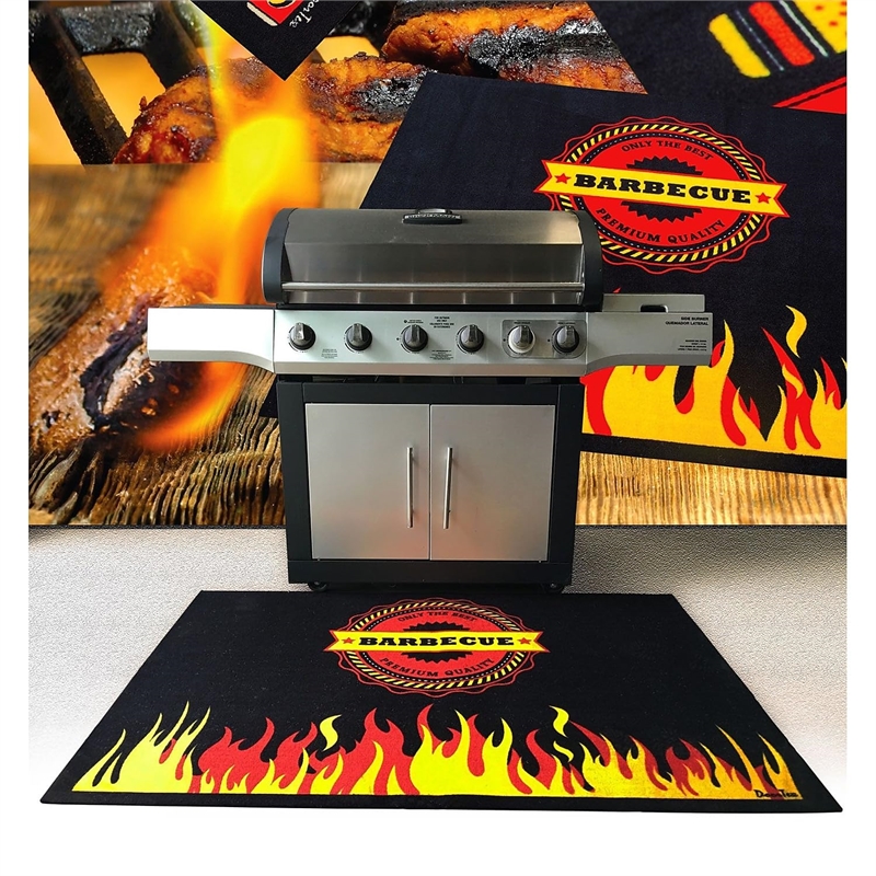 Doortex Fire Retardant BBQ Mat Flame Design Size 39 x 60