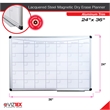 Viztex Magnetic Monthly Planner Dry Erase Board with Aluminium Frame 36 x 24