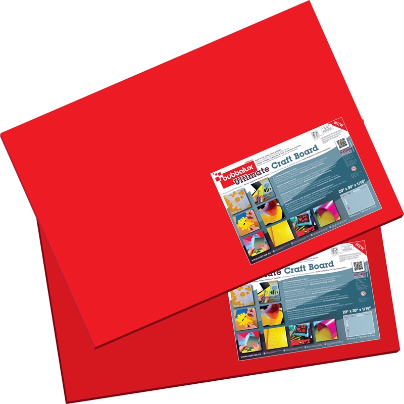 CraftTex Bubbalux Craft Board Heart Red 2 Sheets Large Size 20 x 30