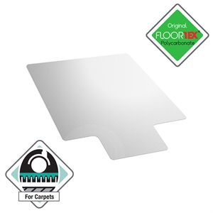 Floortex Polycarbonate Lipped Chair Mat for Carpets Clear Size 48 x 53 inch
