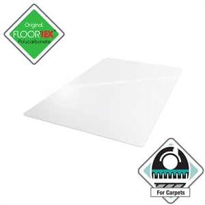 Floortex Polycarbonate Rect Chair Mat for Carpets Clear Size 48 x 60 inch