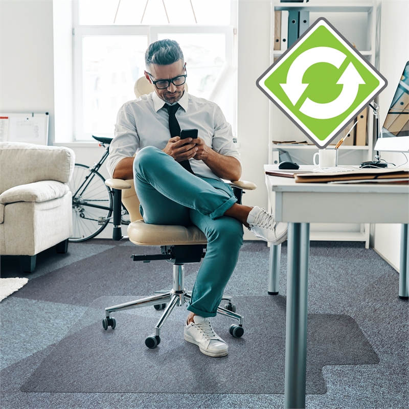 Cleartex Enhanced Polymer Lipped Chair Mat for Carpets up to 3/8