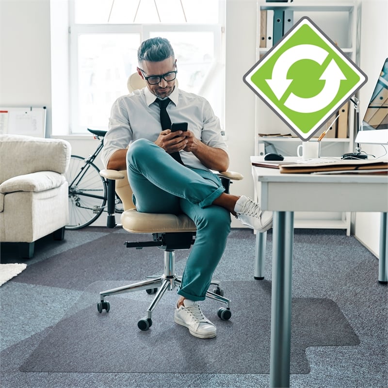 Cleartex Enhanced Polymer Lipped Chair Mat for Carpets up to 3/8