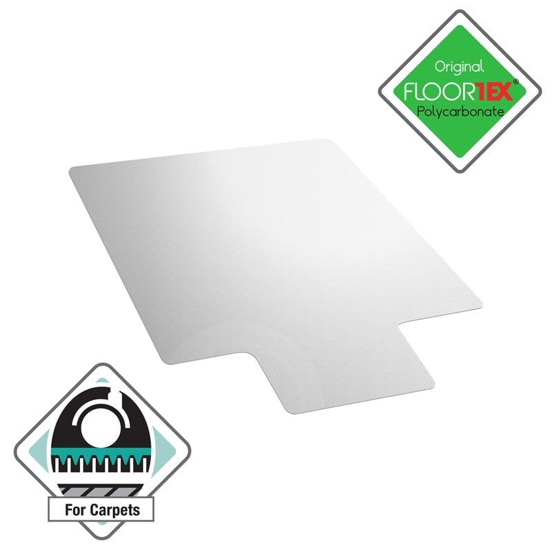 Floortex Polycarbonate Lipped Chair Mat For Hard Floor Clear Size 35 x 47