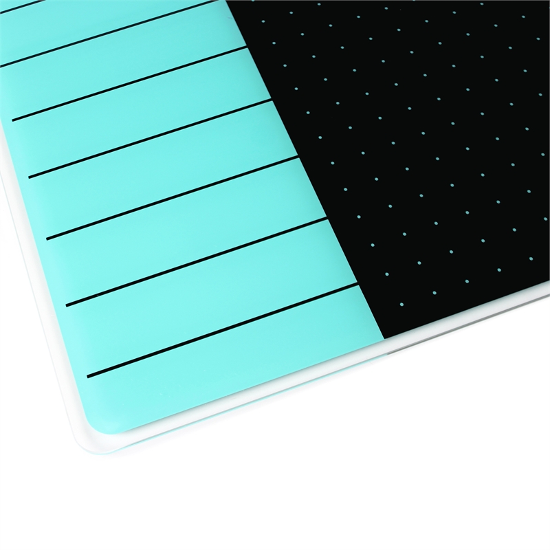 Viztex Glacier Magnetic Glass Dry Erase Board Light Teal Jet Black 14x14 inch