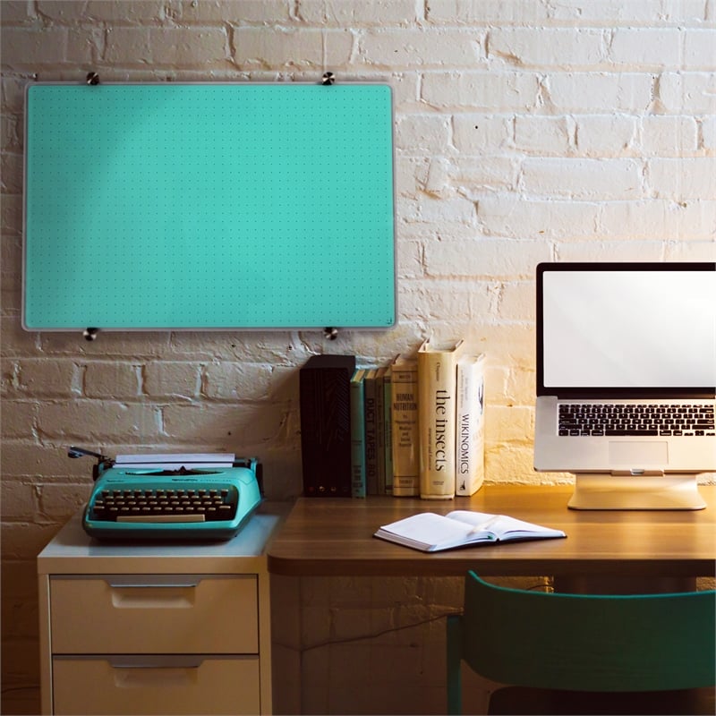 Viztex Glacier Magnetic Glass Dry Erase Board Light Teal 24x 36 inch