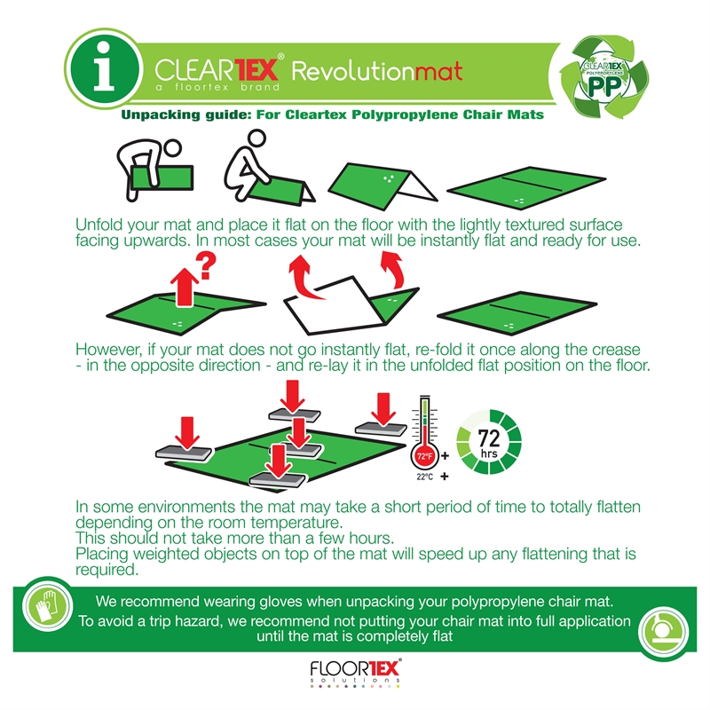 Cleartex Polypropylene Rectangular Foldable Chair Mat for Carpets - 45