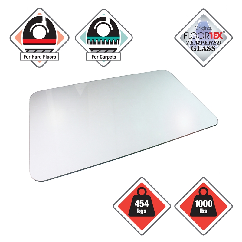 Glaciermat Heavy Duty Glass Chair Mat for Hard Floors & Carpets - 36