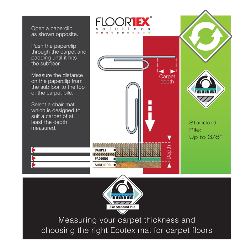 Cleartex Enhanced Polymer Lipped Chair Mat for Carpets up to 3/8