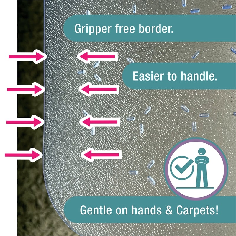 TrYlok Vinyl Rectangular Chair Mat for Low Pile Carpets up to 1/4