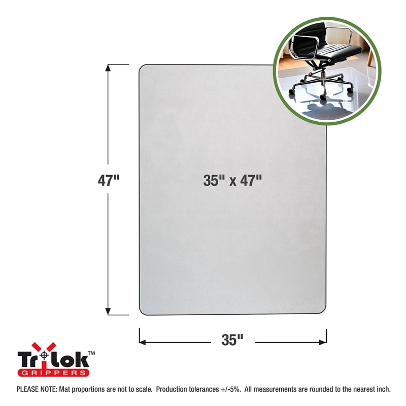TrYlok Vinyl Rectangular Chair Mat for Low Pile Carpets up to 1/4