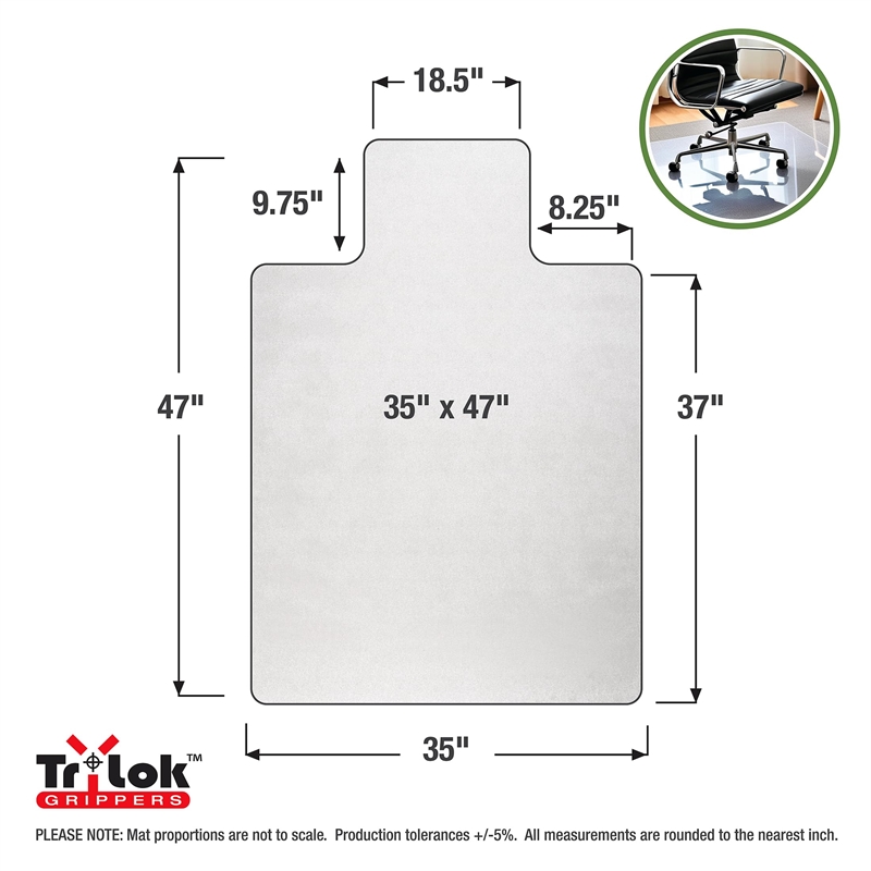 TrYlok Vinyl Lipped Chair Mat for Low Pile Carpets up to 1/4