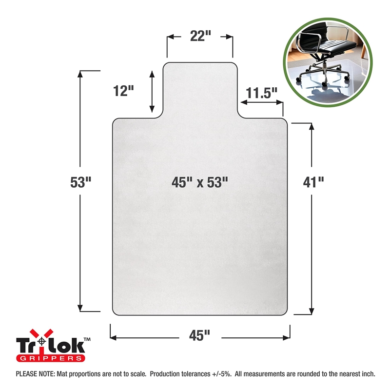 TrYlok Vinyl Lipped Chair Mat for Low Pile Carpets up to 1/4