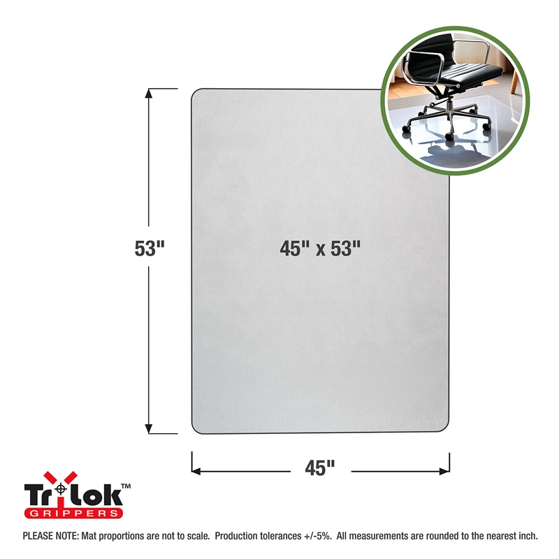 TrYlok Vinyl Rectangular Chair Mat for Low Pile Carpets up to 1/4