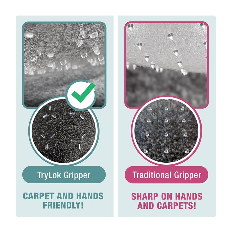TrYlok Vinyl Rectangular Chair Mat for Low Pile Carpets up to 1/4