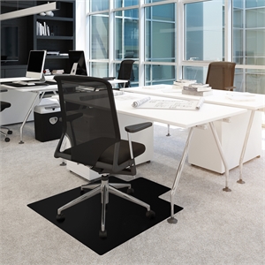 Advantagemat Black Vinly Lipped Chair Mat for Carpets - 45&quot x 53&quot