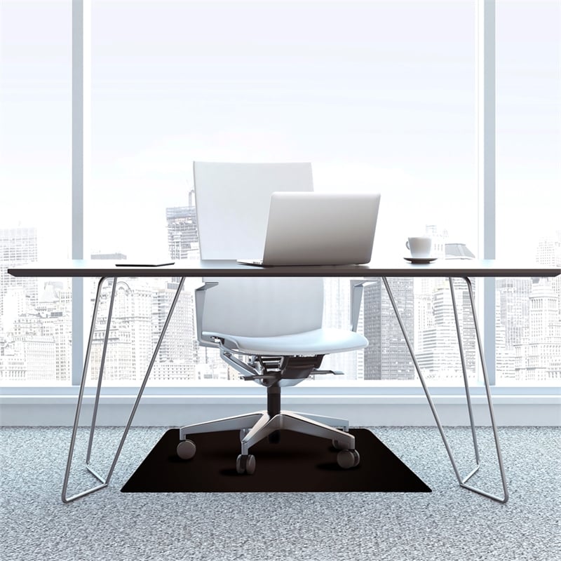 Advantagemat Black Vinly Rectangular Chair Mat for Carpets - 48