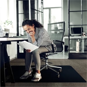 Advantagemat Black Vinly Rectangular Chair Mat for Carpets - 48&quot x 60&quot