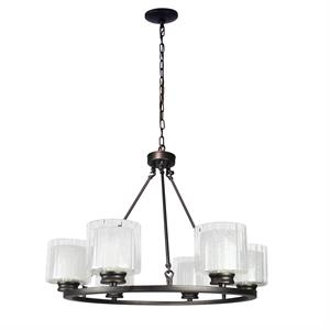 canyon home 6 bulb wagon wheel light fixture with glass shades dimmable option