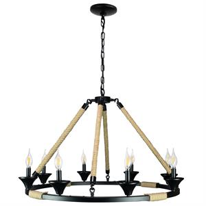 canyon home gothic wagon wheel light fixture 8 bulb vintage rope decor dimmable