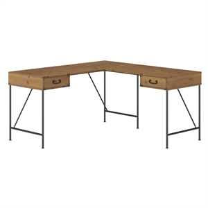 Ironworks L Shaped Writing Desk with Drawers in Mulitple Finishes