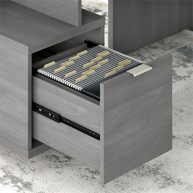 Madison Avenue 60W L Shaped Desk with Storage in Modern Gray - Engineered Wood