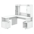 Madison Avenue 60W L Shaped Desk with Hutch in Pure White - Engineered Wood