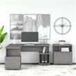 Madison Avenue L Desk with File Cabinet in Modern Gray - Engineered Wood