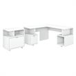 Madison Avenue L Desk with File Cabinet in Pure White - Engineered Wood