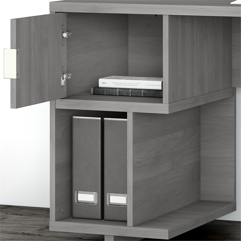 Madison Avenue Computer Desk with File Cabinet in Modern Gray - Engineered Wood