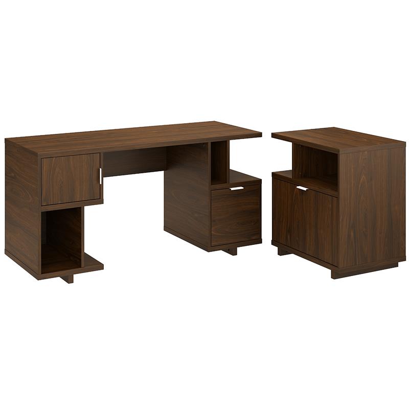Madison Avenue Computer Desk & File Cabinet in Modern Walnut - Engineered Wood
