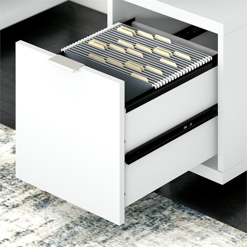 Madison Avenue Computer Desk with File Cabinet in Pure White - Engineered Wood