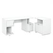 Madison Avenue Computer Desk with File Cabinet in Pure White - Engineered Wood