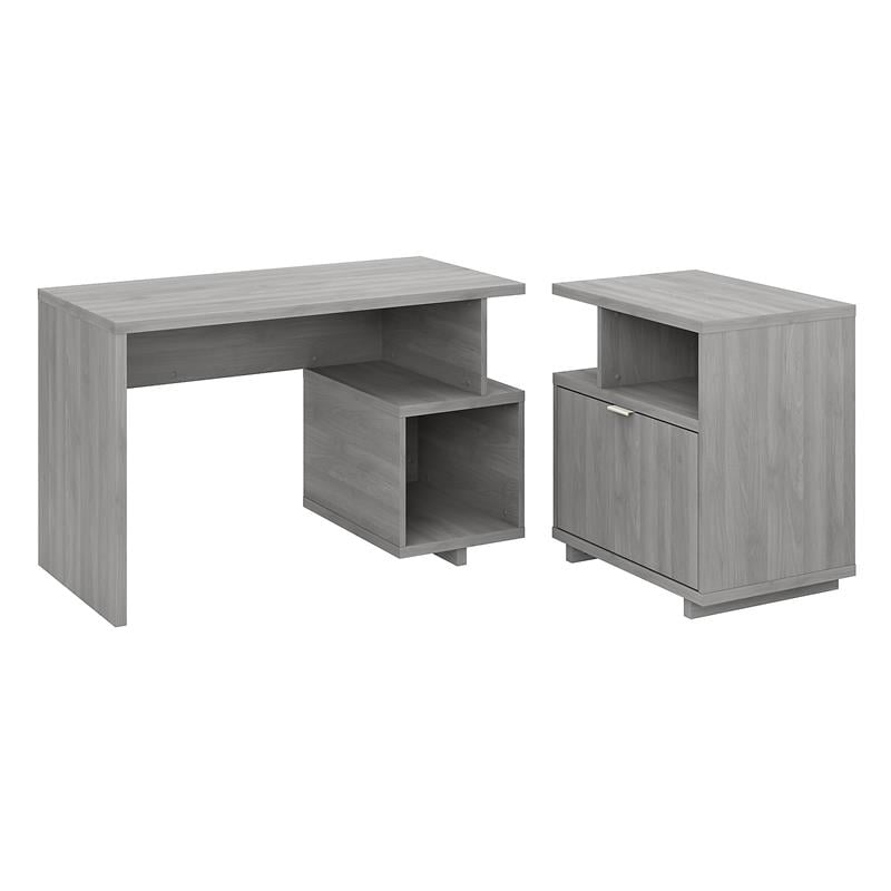 Madison Avenue 48W Desk with File Cabinet in Modern Gray - Engineered Wood