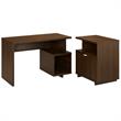 Madison Avenue 48W Desk with File Cabinet in Modern Walnut - Engineered Wood