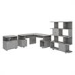 Madison Avenue 60W L Shaped Desk Set in Modern Gray - Engineered Wood