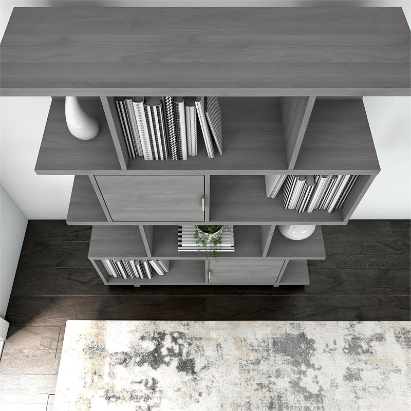 Madison Avenue 48W Writing Desk with Bookcase in Modern Gray - Engineered Wood