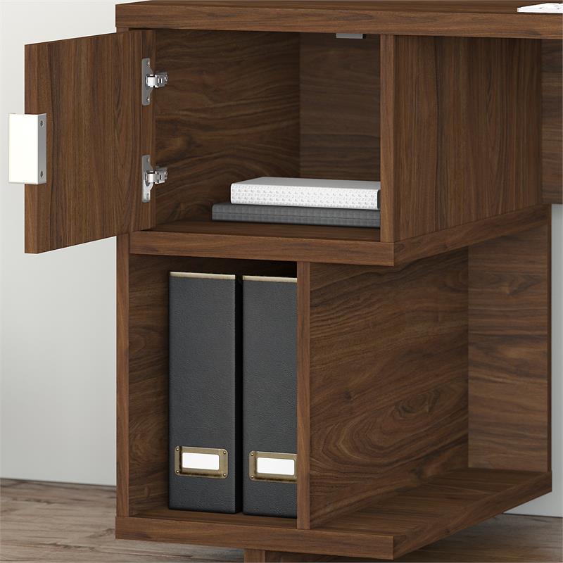 Madison Avenue 60W Computer Desk Set in Modern Walnut - Engineered Wood