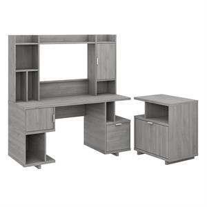 Kathy Ireland Home By Bush Madison Avenue 60W Desk with Hutch and File Cabinet - Engineered Wood